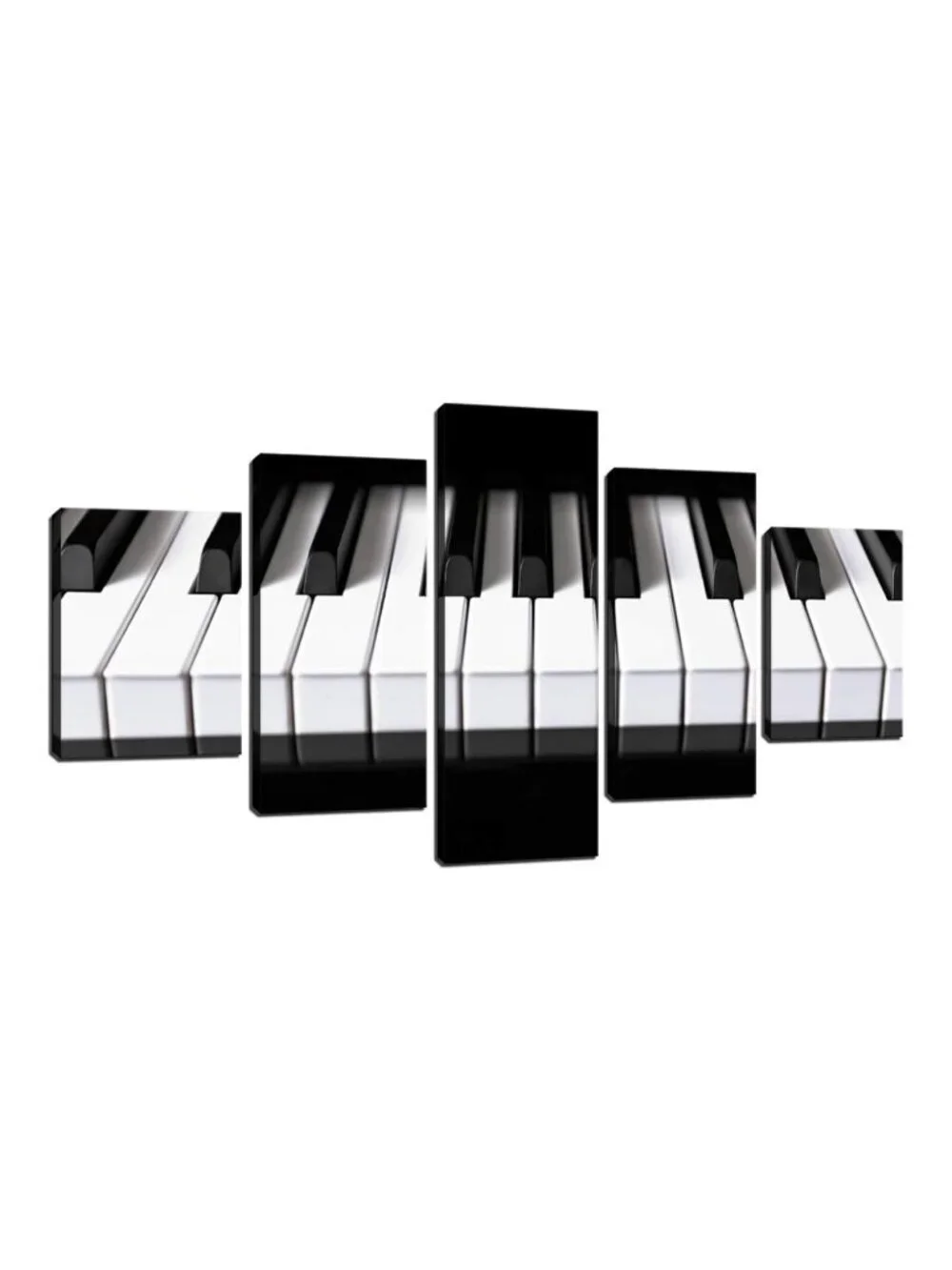 5 Panel Piano Keyboard Canvas Wall Art Black White Modern Music Decor
